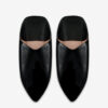 LEATHER SLIPPERS MOROCCO Shoes Leather Unisex Babouches Black