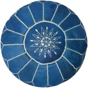 Moroccan blue leather pouf