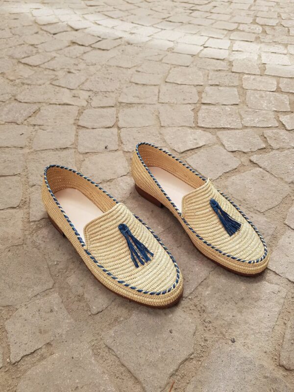 Raffia loafers for women, raffia moccasins, natural raffia men oxfords