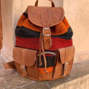 kilim leather backpack
