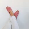Pink Raffia Sandals Handmade