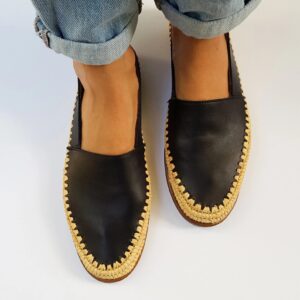 Leather Raffia loafers Shoes