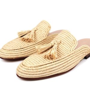 Moroccan Raffia Shoes, Bohemian Shoes, Raffia shoes, handmade slippers, natural summer mules, orange summer raffia mules, Moroccan shoes, High end raphia flats, Moroccan babouche, Natural Raffia Mules For Women's