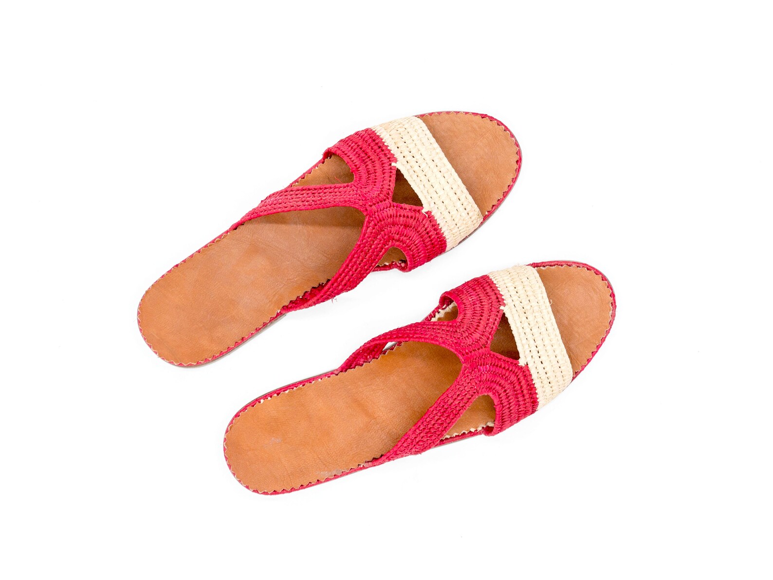 Raffia mules sandals for women